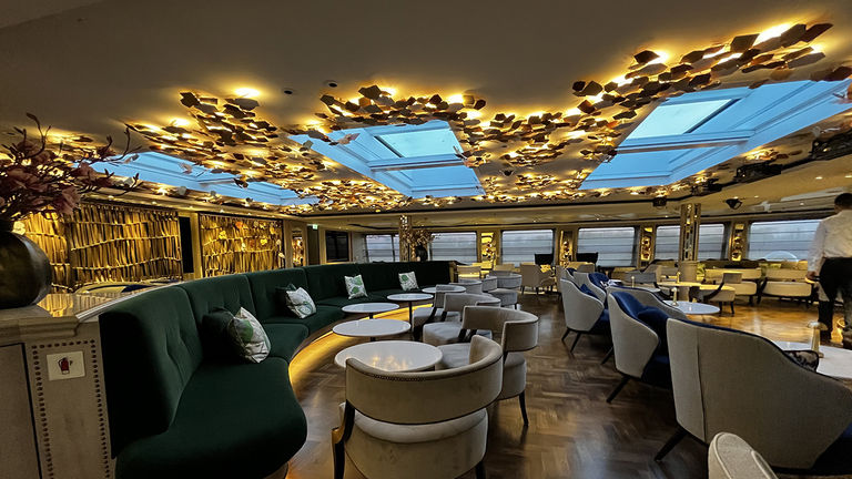 The Palm Court lounge onboard Riverside Mozart